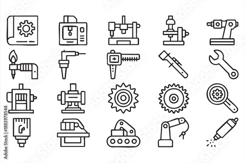 Industrial Machinery UI Icons for Manufacturing Dashboards