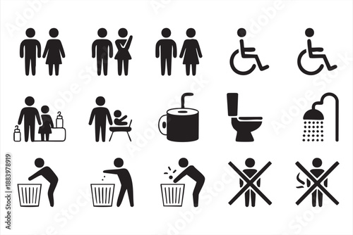 Public Hygiene UI Icons for Restroom Navigation