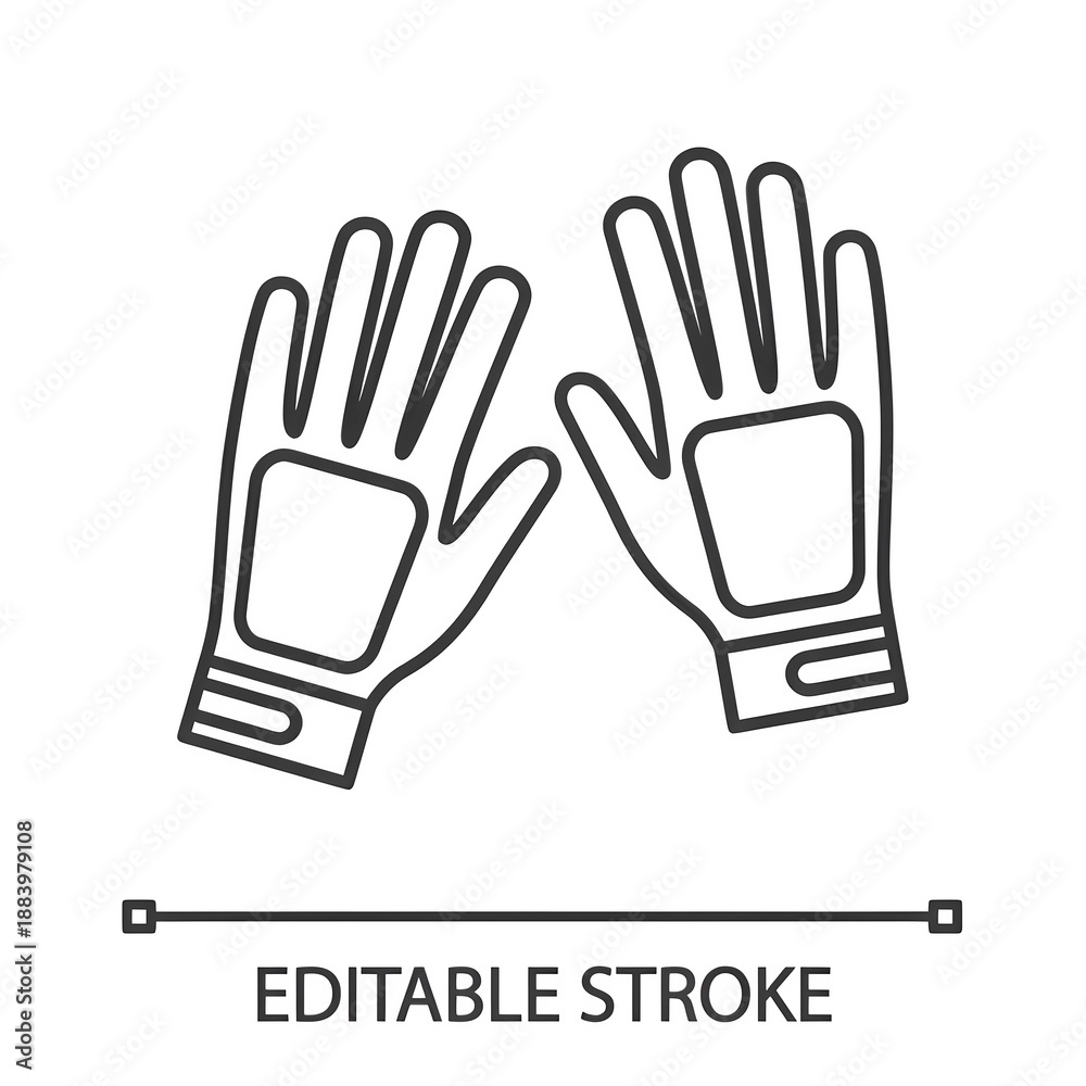 Fototapeta premium Sport gloves linear icon. Thin line illustration. Contour symbol. Vector isolated outline drawing. Editable stroke