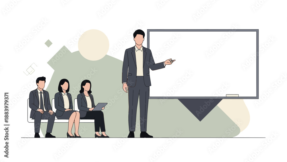Fototapeta premium Business meeting, presentation, team training, discussion, whiteboard, corporate, office, learning