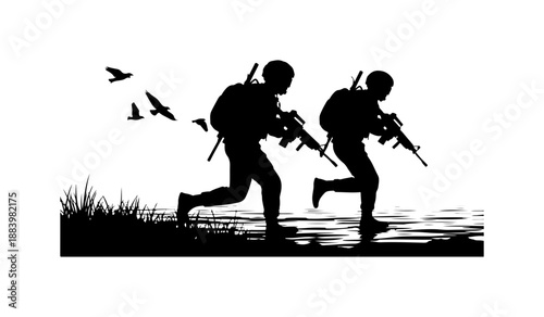 Soldiers in Action Silhouette