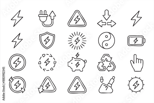 Energy and Electric Power Icons for UI and Dashboard Design