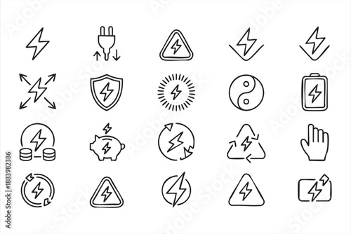 Renewable Energy and Power Symbols for UI Interfaces