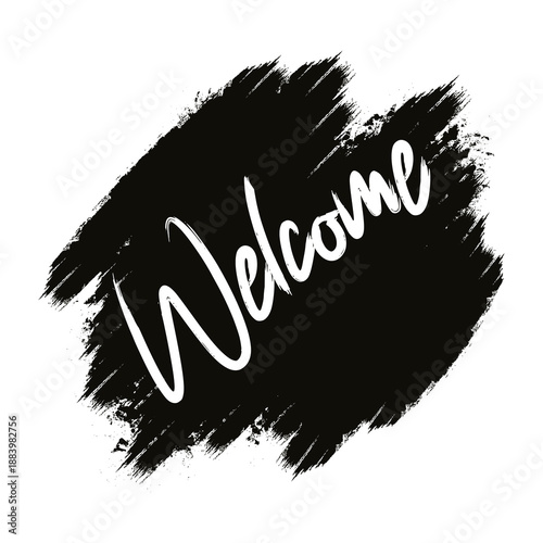 Welcome Brush Typography With Black Paint Stroke