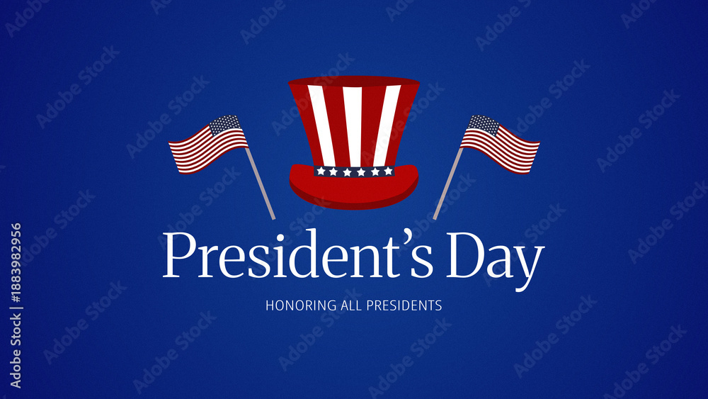 Obraz premium Celebrating Presidents Day with flags and a red, white, and blue hat