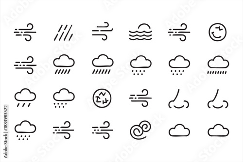 Rain Wind And Cloud Weather Icons For Digital Forecasts