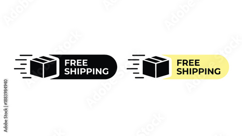 Two free shipping logos with black and yellow backgrounds