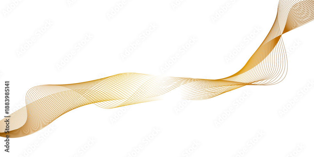 Fototapeta premium Abstract colorful gold wave line element for design, minimalist abstract white background with pastel gold and white flowing wave lines, luxurious and dynamic abstract background for modern design.