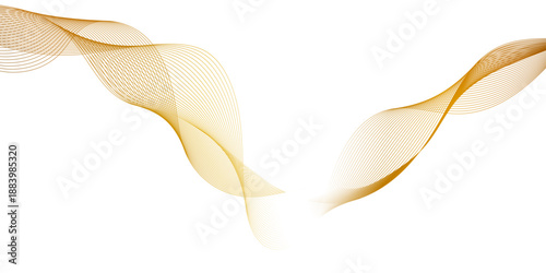 Abstract image featuring two flowing ribbons of golden lines, golden ribbon flowing gracefully evoking a sense of calm movement, luxurious and dynamic abstract background for modern design.