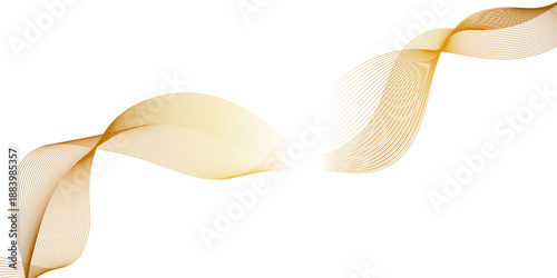 Abstract image featuring two flowing ribbons of golden lines, golden ribbon flowing gracefully evoking a sense of calm movement, luxurious and dynamic abstract background for modern design.