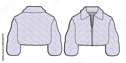 Kids oversized fleece jacket mockup template vector illustration.