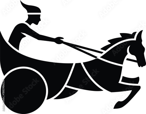 Chariot Horse Racing Ancient Warrior Speed Power Sport History Silhouette