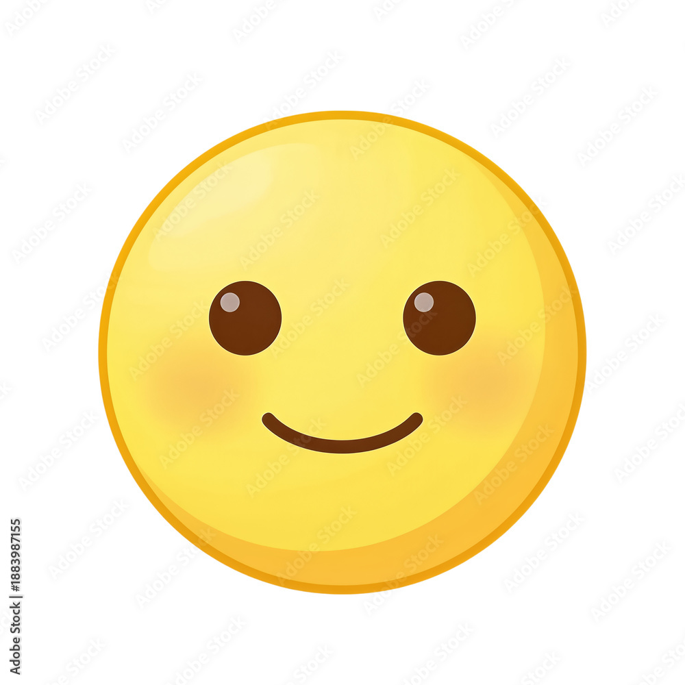 Fototapeta premium Smiling yellow emoji face with closed eyes