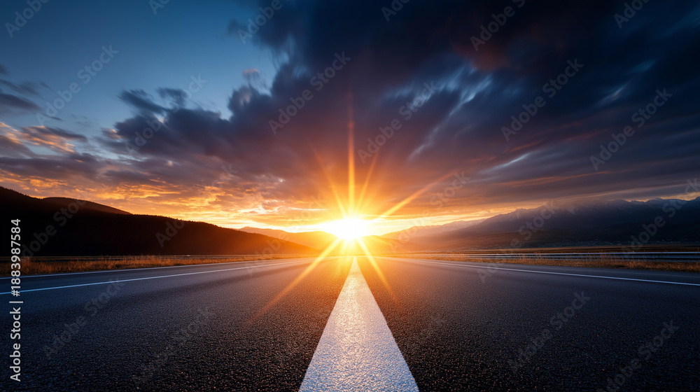 Obraz premium A far horizon symbolizing travel, dreams, and unknown paths