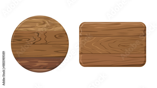 Two wooden cutting boards with different shapes on a white background