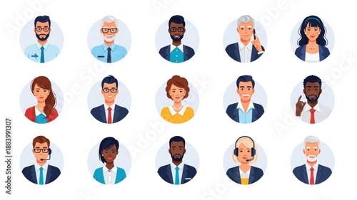 Diverse Group of Professional People Avatar Icons.