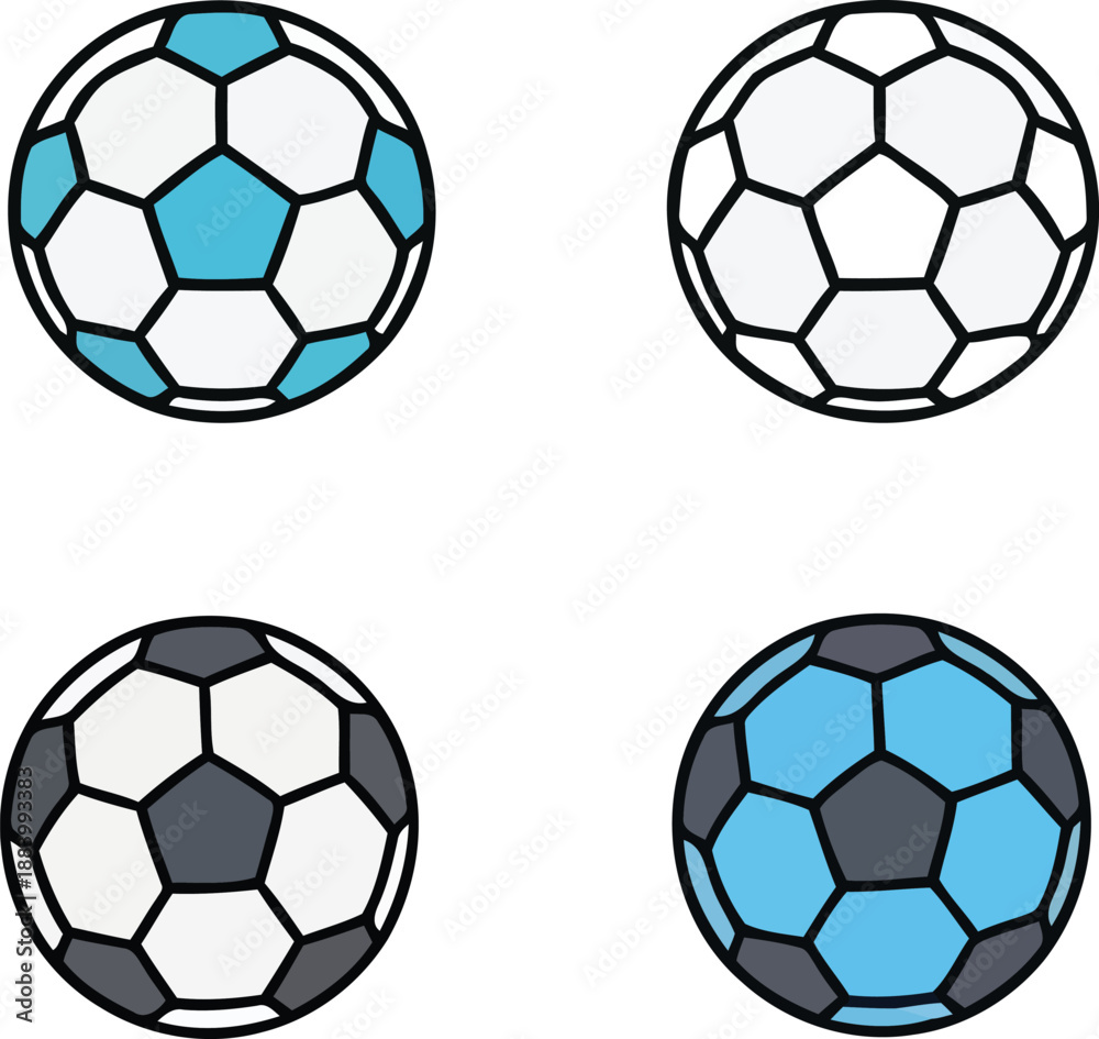 Naklejka premium football Set of soccer balls with different colors isolated