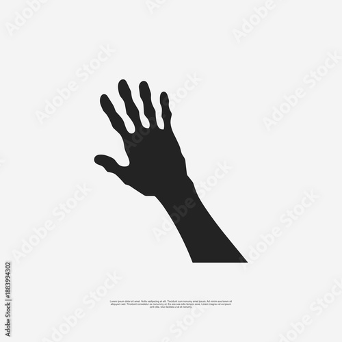 Zombie hand silhouette vector in EPS10 format creepy, detailed design with grasping fingers,perfect for Halloween,horror themes,t-shirt prints,posters,and digital art Ideal for dark,spooky designs