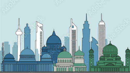 Global Landmark Skyline Illustration