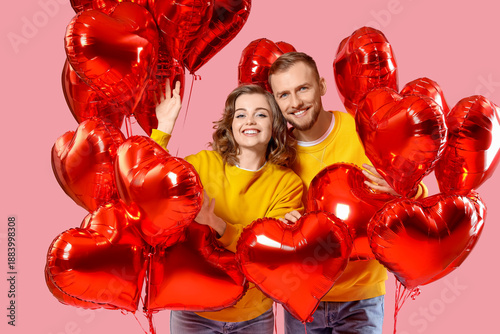 Young couple with heart-sha...