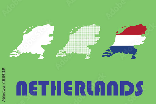A colorful graphic representation of the Netherlands with its flag