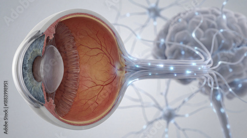 Human eye brain neural connection.