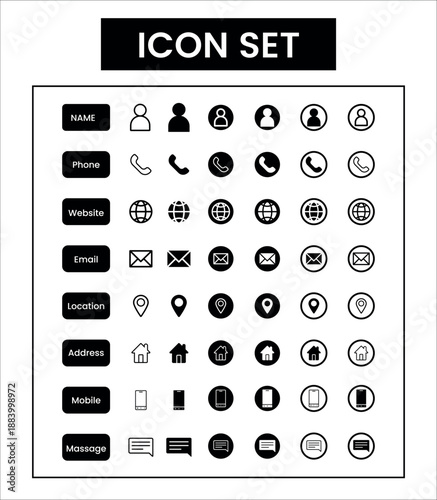 Comprehensive icon set for contact information