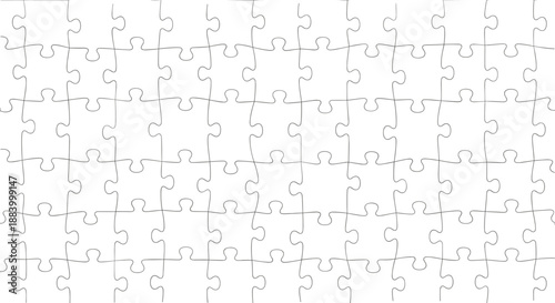 Blank jigsaw puzzle template with interlocking pieces outline
