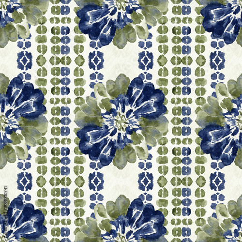 Print Shibori pattern and Seamless tie-dye allover textile watercolor print, Shibori allovers pattern design, textile pattern