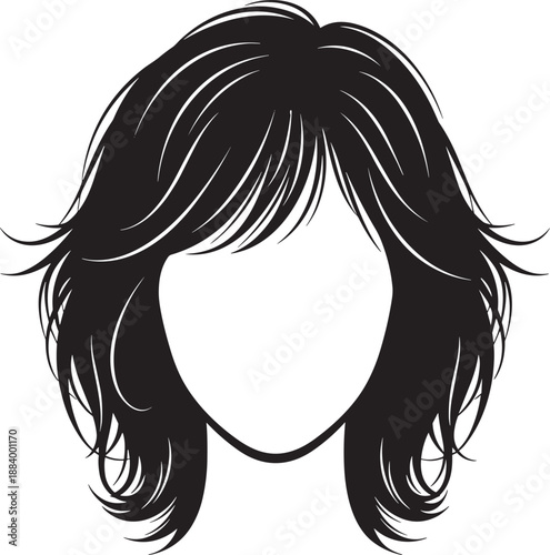 Silhouette of Wavy Long Hair in Ponytail with Flowing Strands