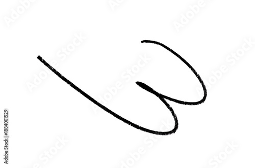 A black stroke from a cosmetic eyebrow pencil. Isolated on a white background.