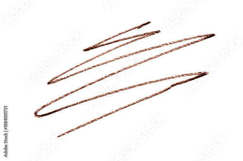 A brown stroke from a cosmetic eyebrow pencil. Isolated on a white background.