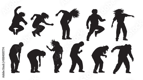 vector  zombie silhouettes running and attacking