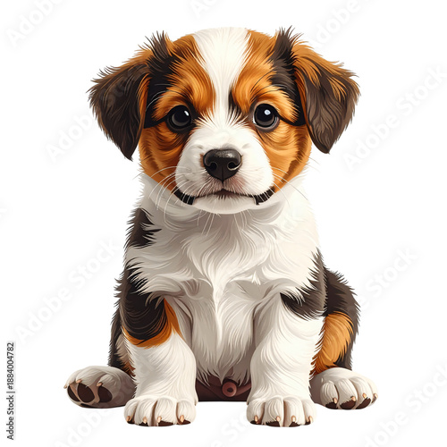 Small dog sitting ground looking at the sad look on its on.