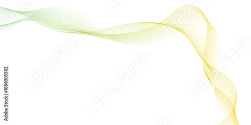 Abstract double helix structure composed of fine digital particles in shades of green and orange dynamic abstract flow of gradient colors on a transparent background, light-green lines create flowing,