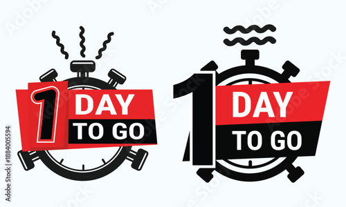 One day to go countdown timer graphic for urgent promotions and event announcements