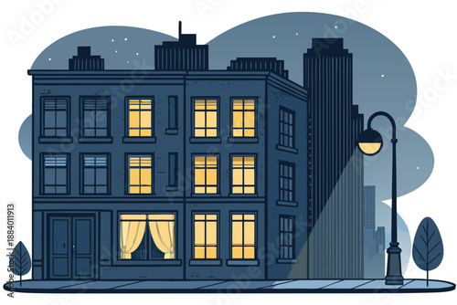 Blackout City Night Window Shades Illustra