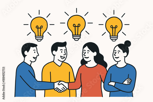 Creative team sharing ideas flat