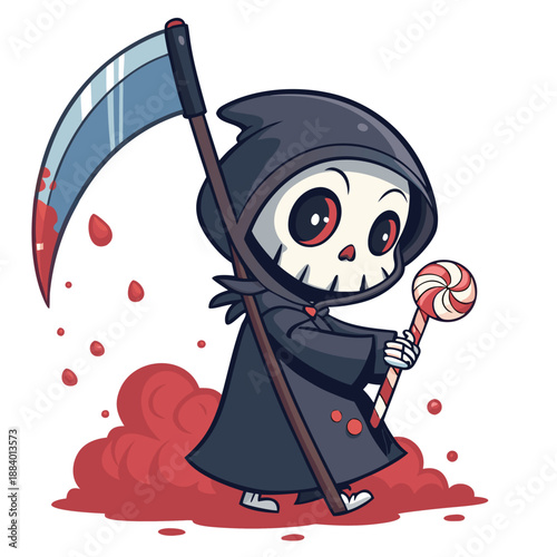 Chibi Grim Reaper Candy Splash Illustratio