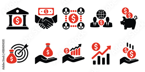 Crowdfunding Finance Investment Icons Set