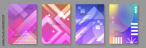 Contemporary abstract background designs featuring layered shapes and sophisticated color blending