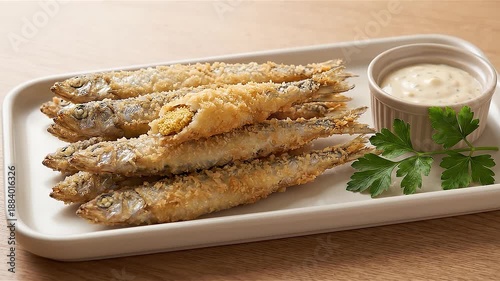 Crispy Fried Capelin Fish with Cream Sauce
