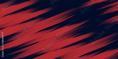 Abstract red halftone dots blue color pattern gradient grunge texture background. Dot pop art comic sport style, modern design