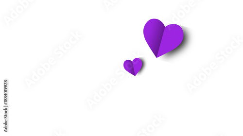 A purple heart, isolated on a transparent background. Valentine's Day paper cutout decoration.