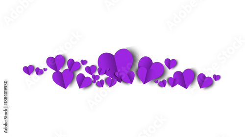 A purple heart, isolated on a transparent background. Valentine's Day paper cutout decoration.