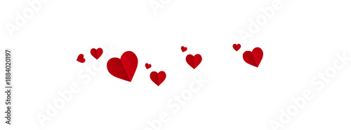 A single red heart on a transparent background. Valentine's Day paper cutout decoration.