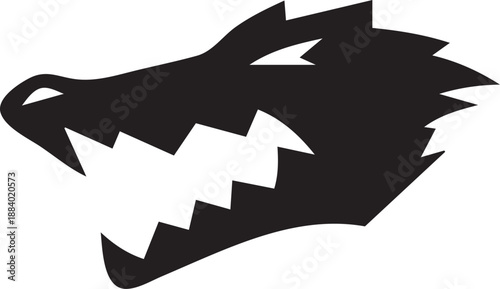 Black Crocodile Head Logo Tattoo And Predator Symbol Vector Icon
