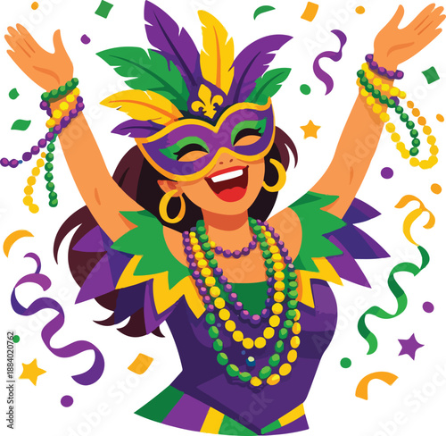 Street Carnival Concept - Professional Urban Festival Illustration featuring Vibrant Parade Performers, Modern Masquerade Cultural Event, Creative City Party Atmosphere