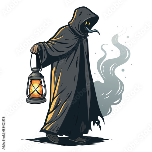 Creepy Lantern Head Wanderer Character Ill