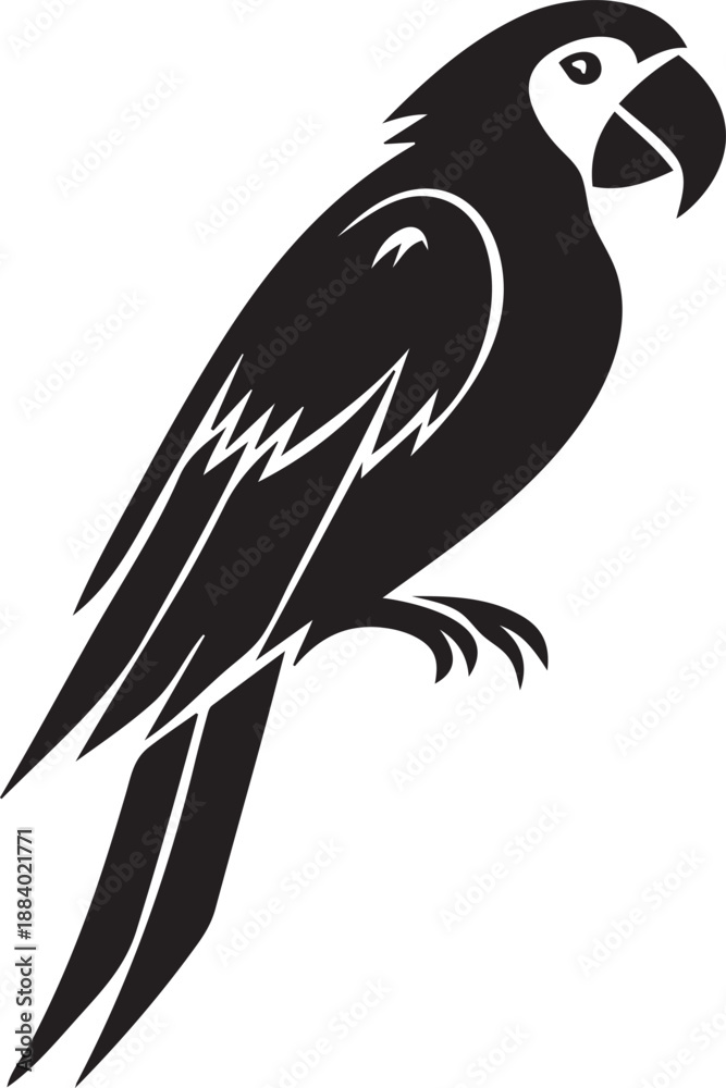 Fototapeta premium Black Parrot Bird Logo Tattoo And Silhouette Art vector